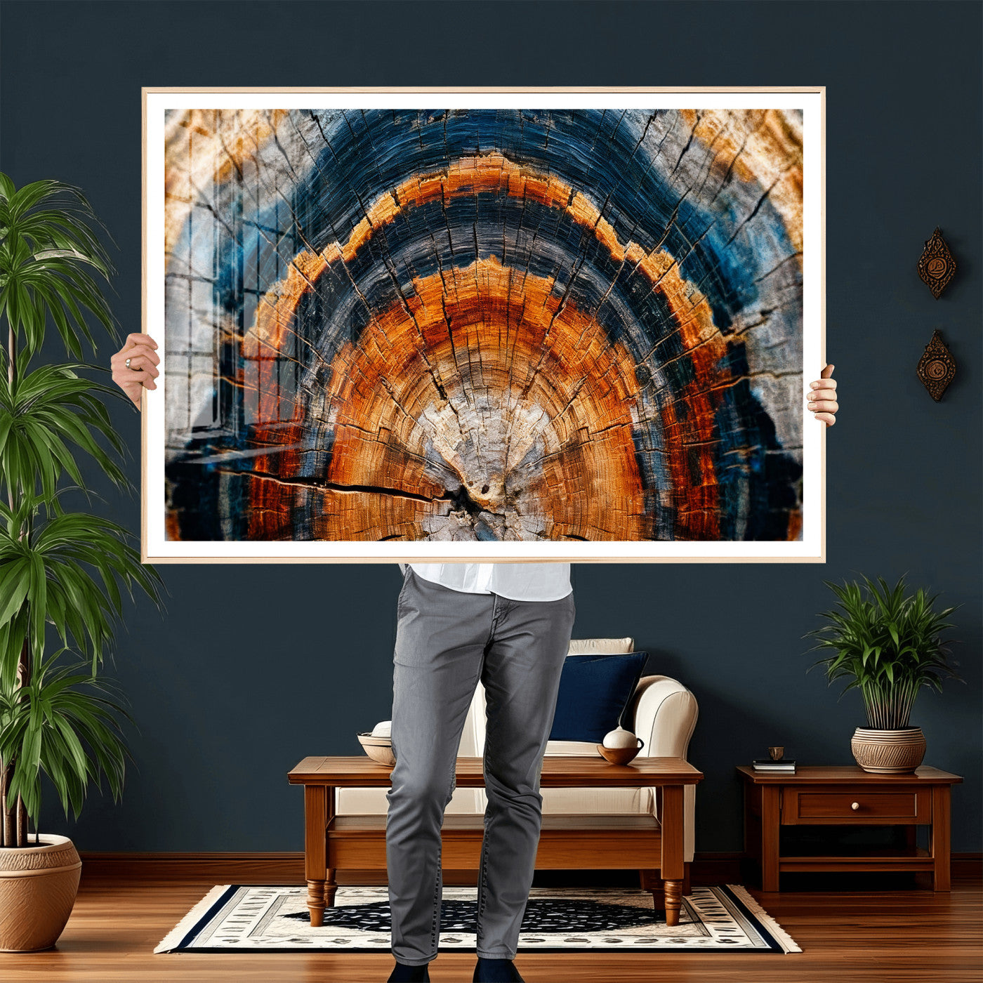 Abstract Wood Grain Canvas Print, Tree Ring Pattern Wall