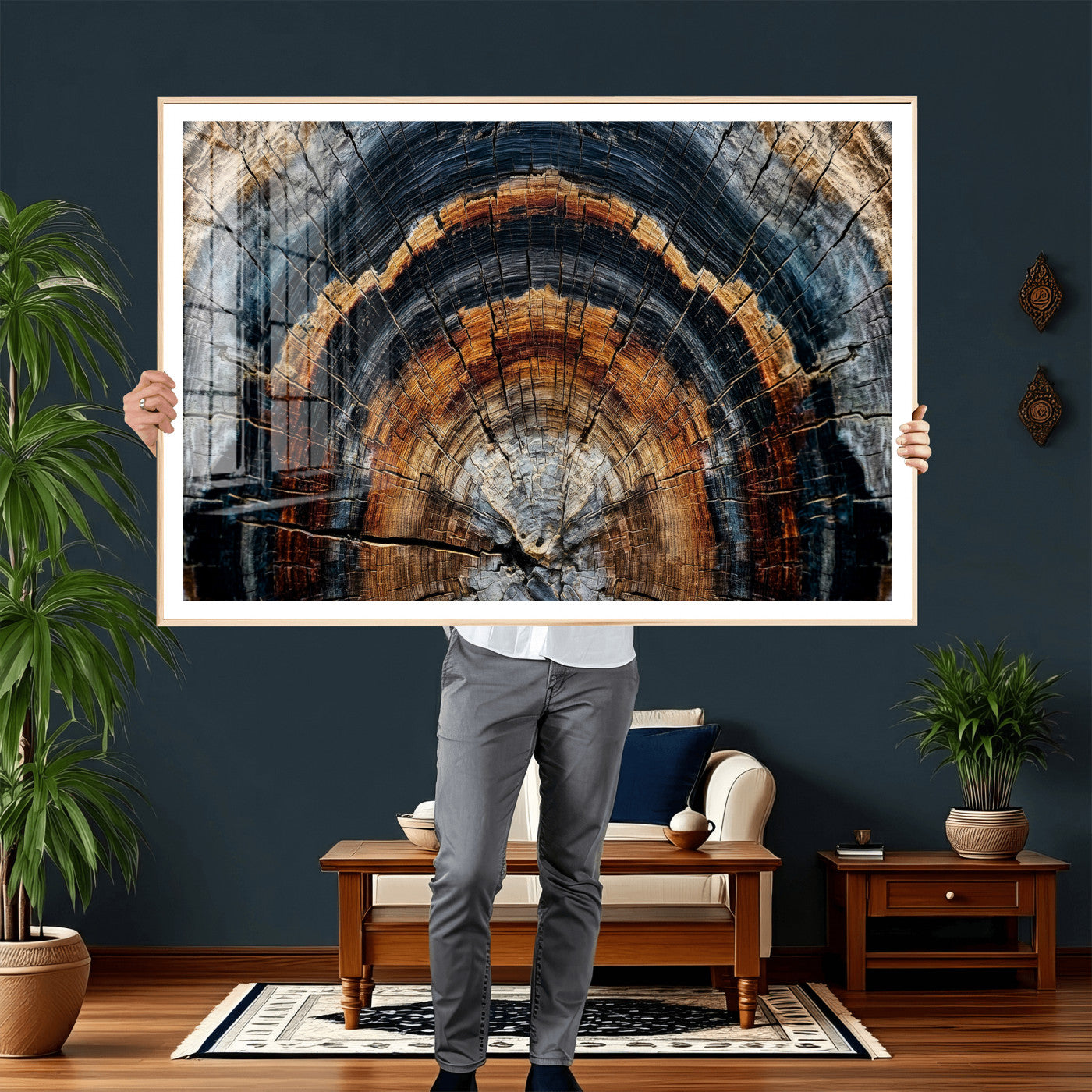 Abstract Wood Grain Canvas Print, Tree Ring Pattern Wall
