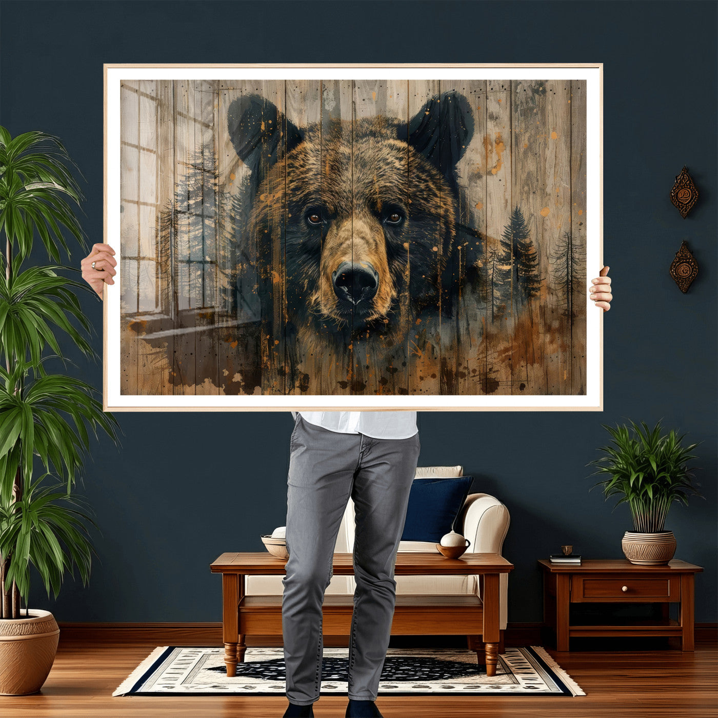 Abstract 399 Bear Wall Art | Rustic Cabin Wall Decor with