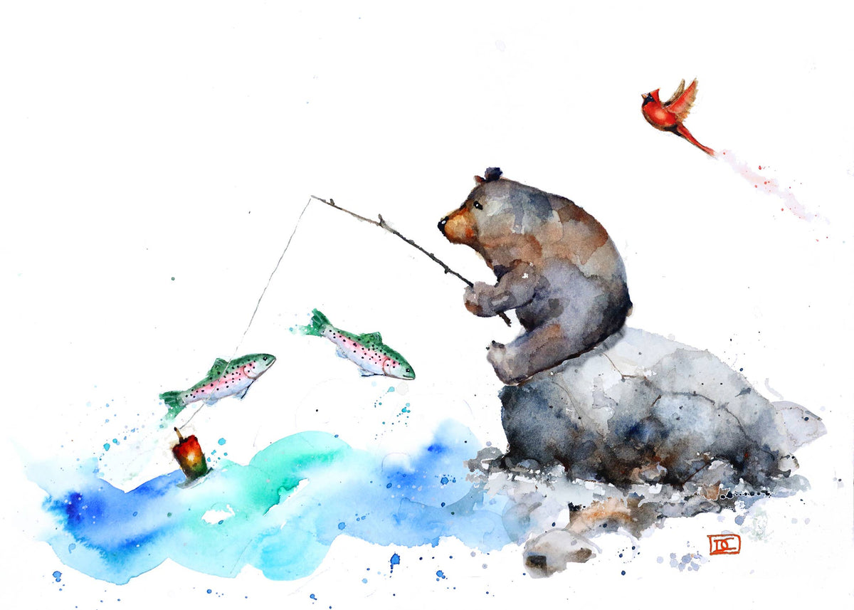 5 x 7" Greeting Card  'FISHING BEAR'