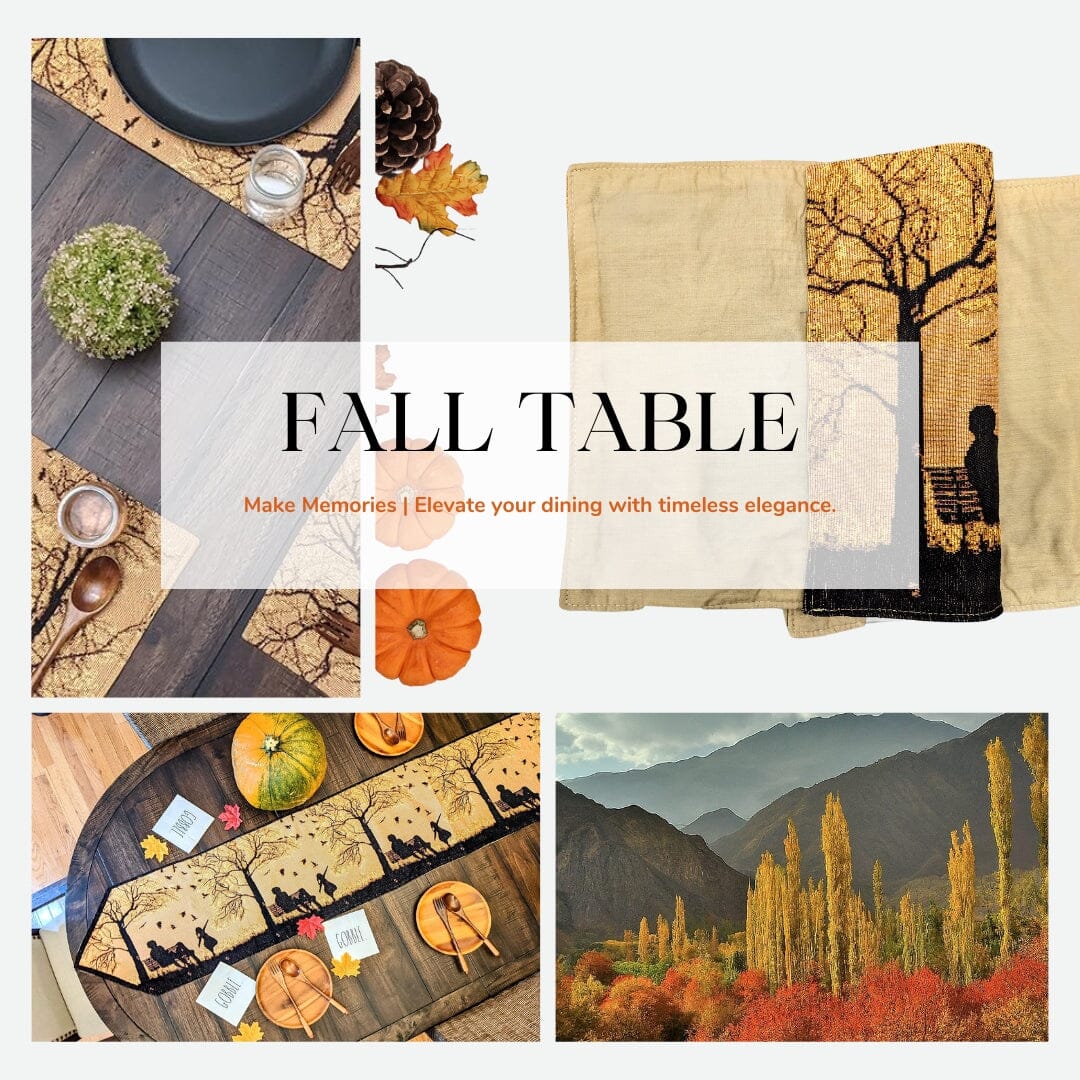 DaDalogy Bedding Set of 4 Pieces Autumn Birds Blessing Tapestry Dining Placemats 13” x 19” (Thanksgiving)