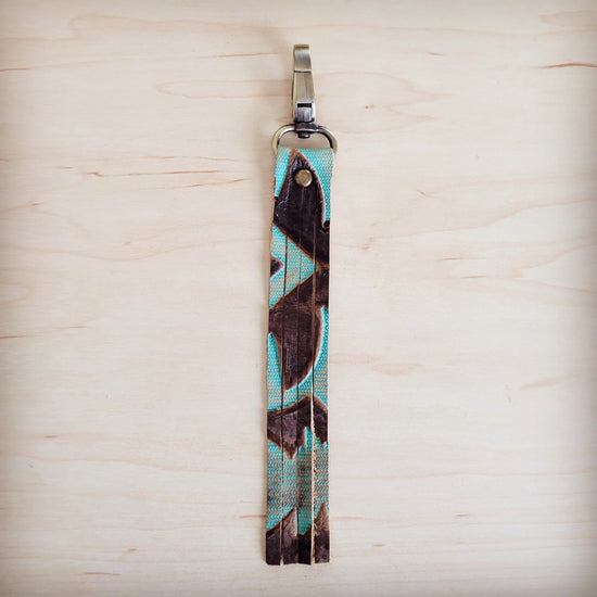 **Turquoise Laredo Genuine Leather Key Clain/ Purse Clip 703p