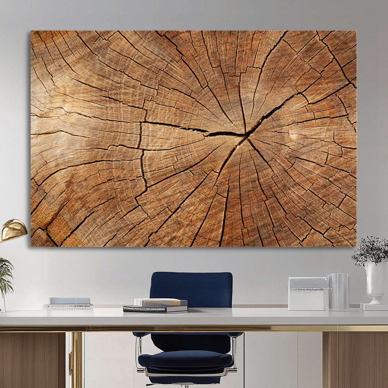 Tree Ring Canvas Art, Rustic Wood Grain Wall Art, Tree Slice