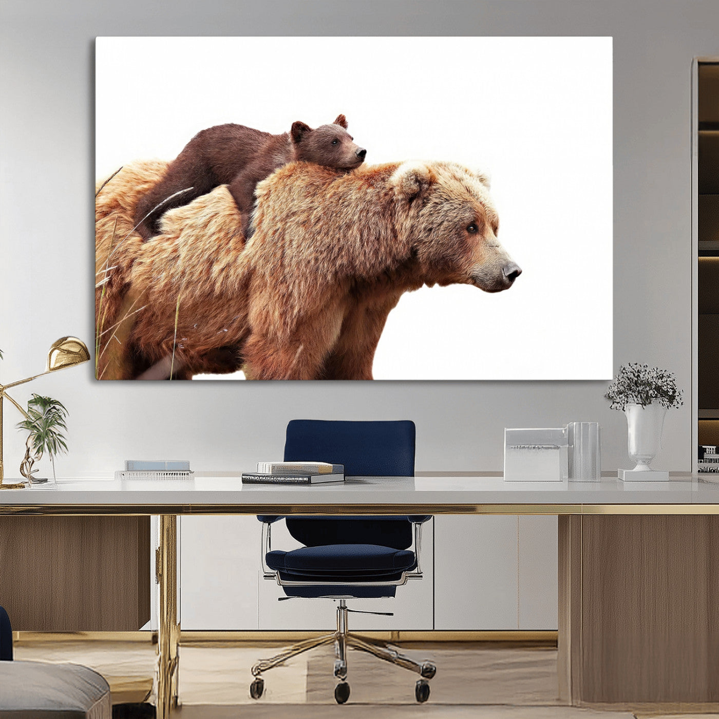 Mother and Baby Bear Canvas Wall Art - Adorable Wildlife