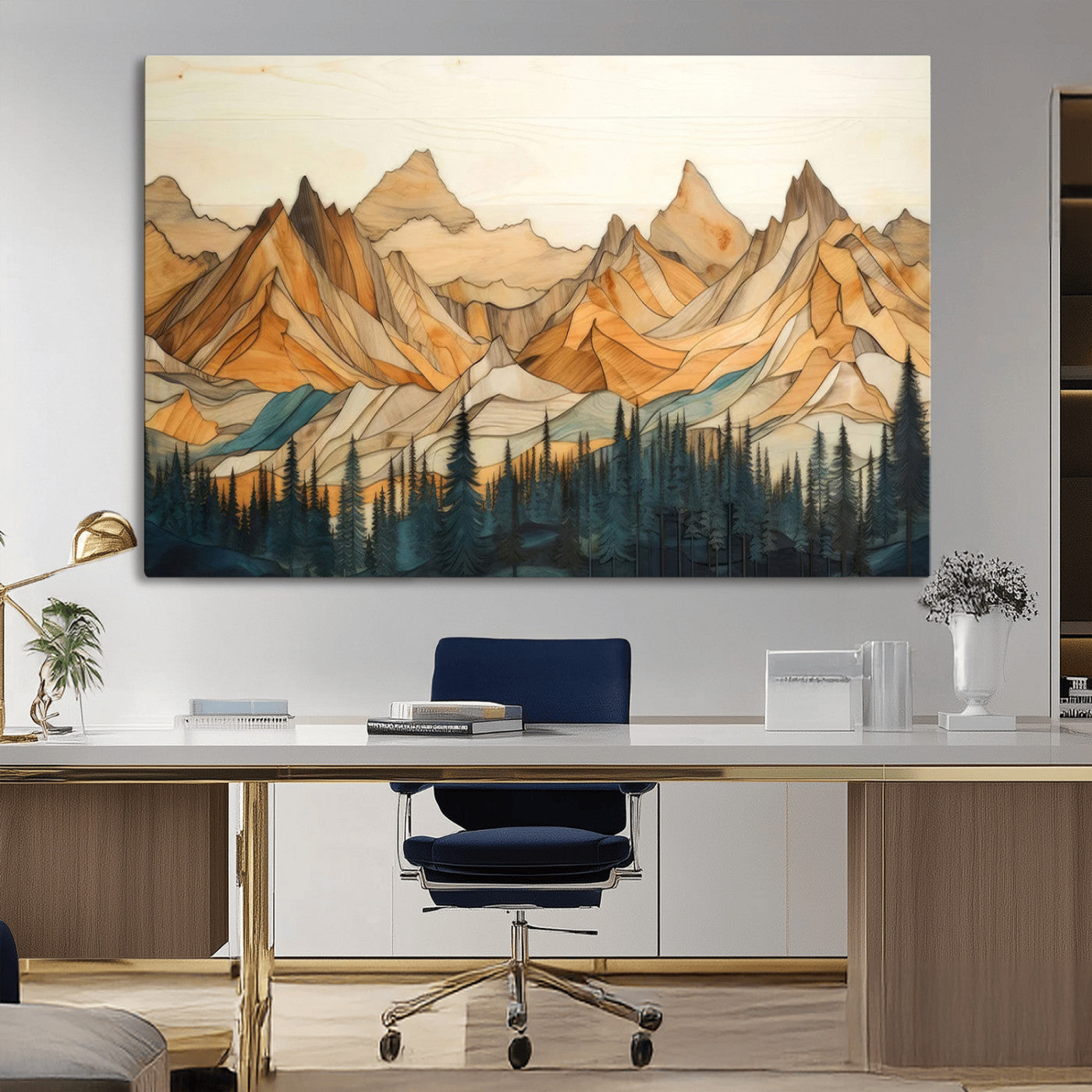 Rustic Wood Mountain Wall Art Print | Triptych Giclee Print