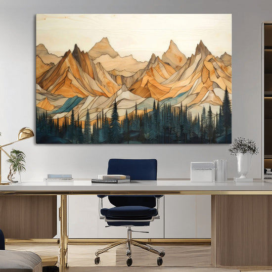 Rustic Wood Mountain Wall Art Print | Triptych Giclee Print