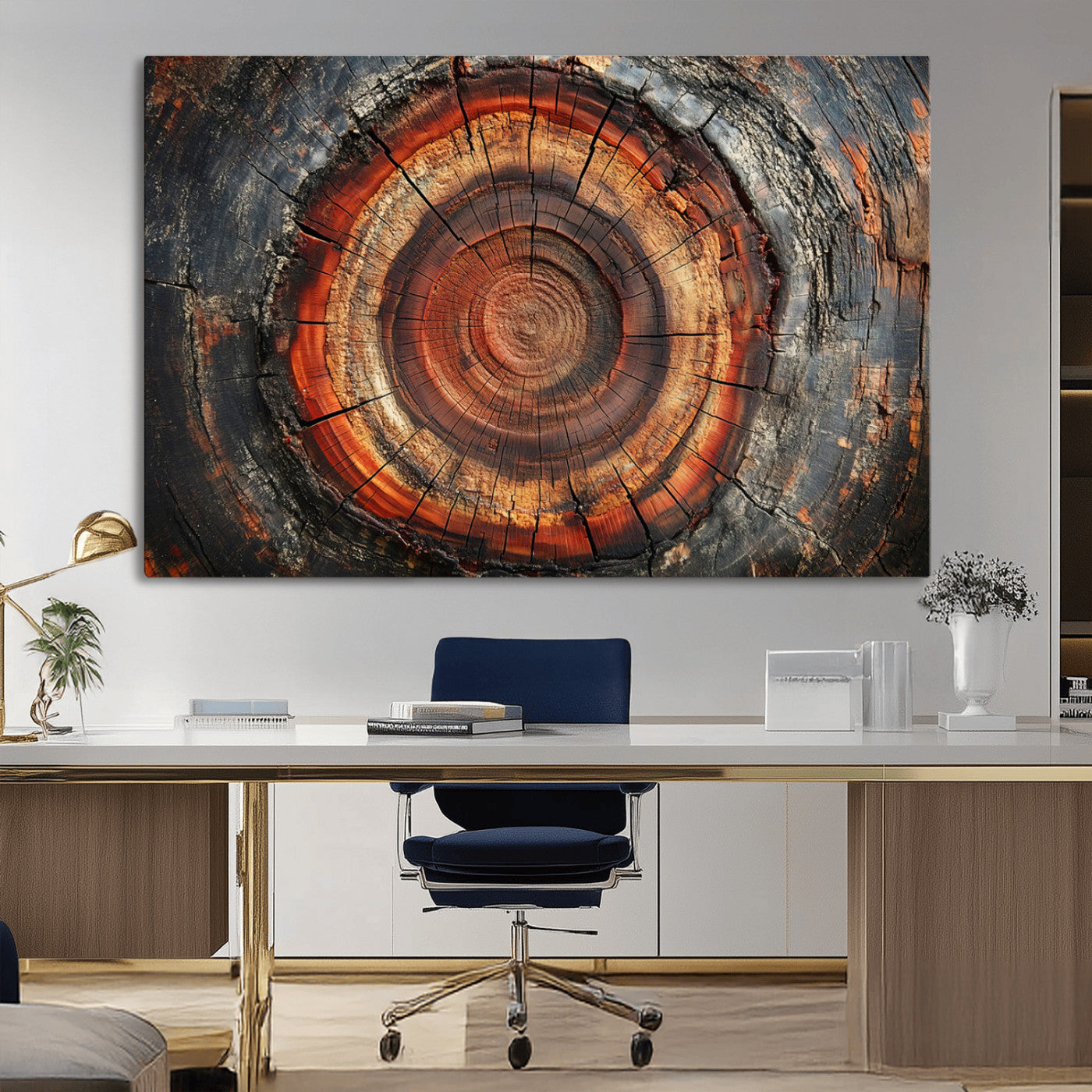 Wood Grain Canvas Wall Art - Framed Abstract Tree Ring