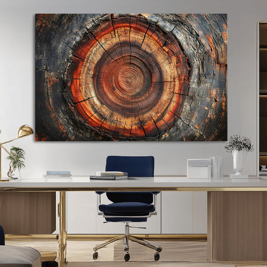 Wood Grain Canvas Wall Art - Framed Abstract Tree Ring
