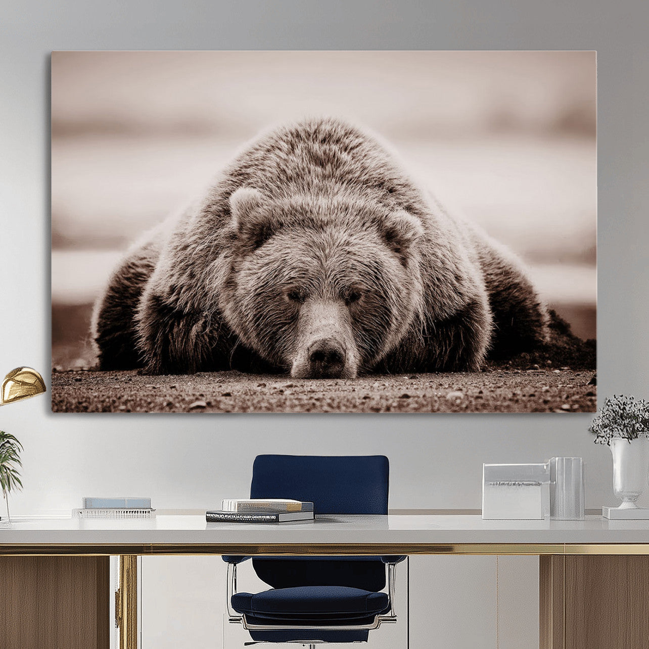 Grizzly Bear Wall Art Print - Bear Canvas Wall Art - Rustic