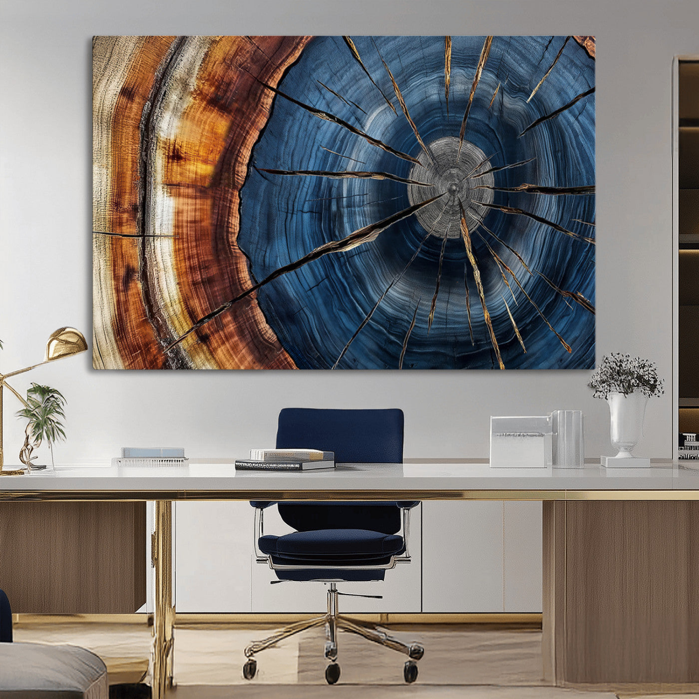 Framed Abstract Tree Ring Wall Art Print Natural Rustic Wood