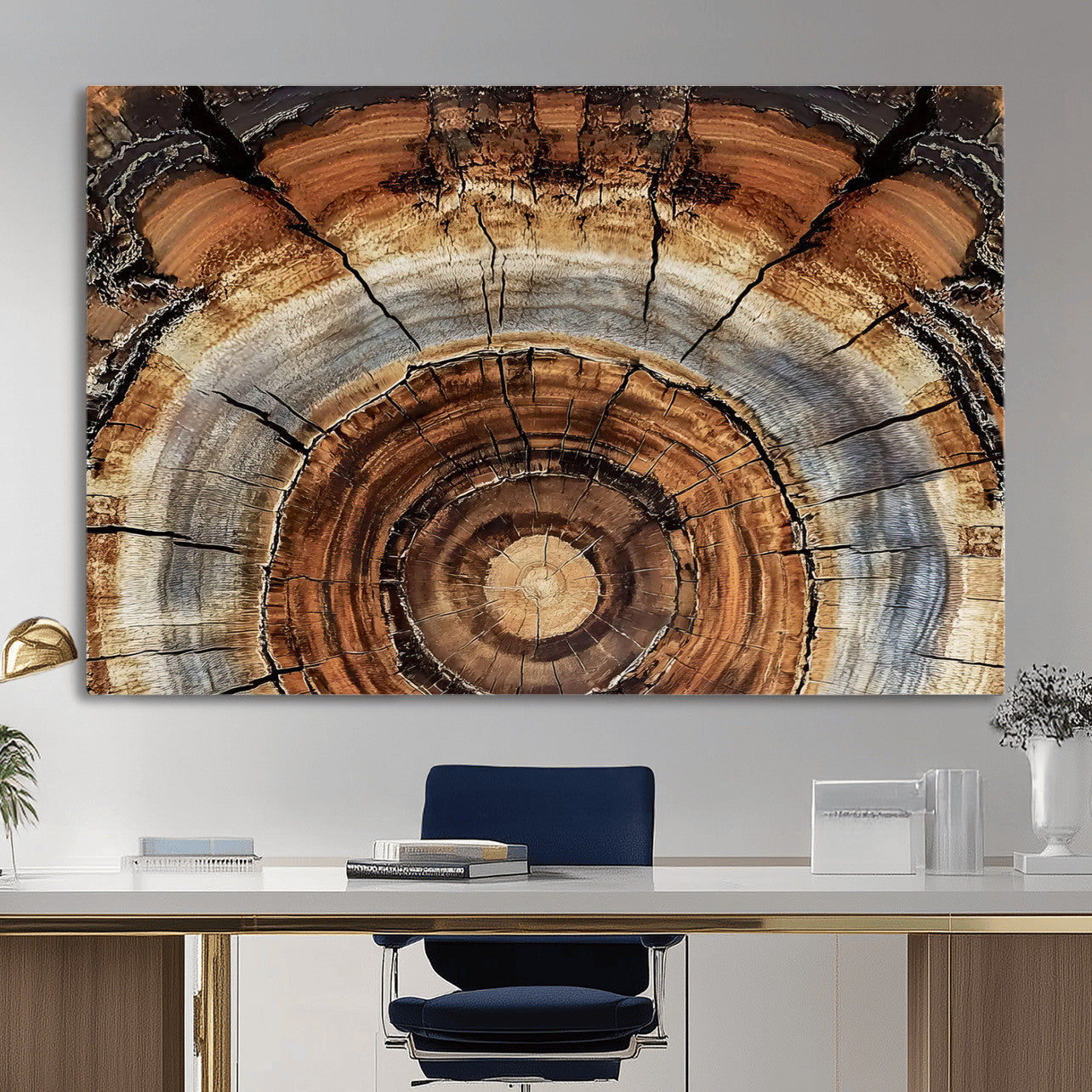 Tree Rings Wall Art Canvas Print – Rustic Wood Texture
