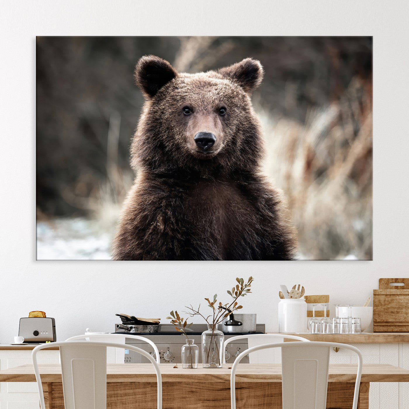Brown Bear Wall Art Canvas Print – Framed Majestic Woodland