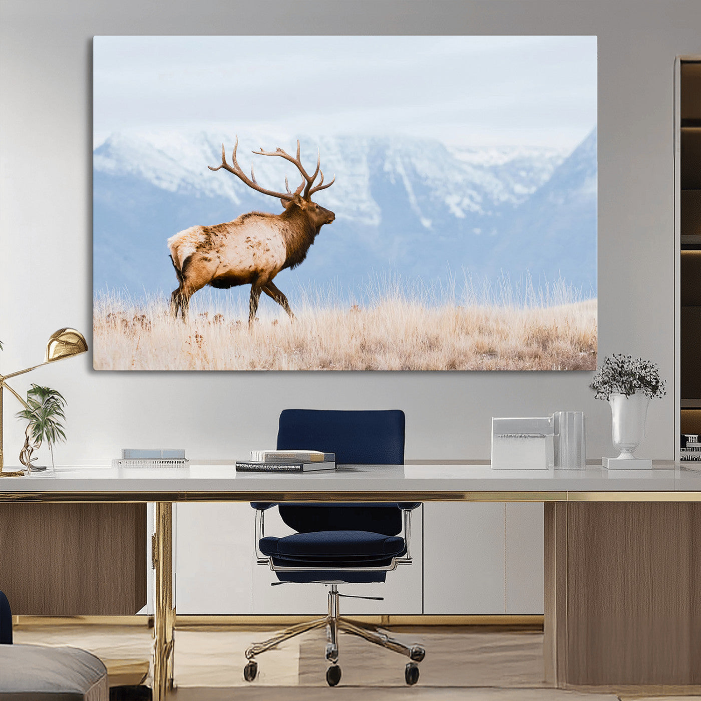 Elk Wall Art Canvas Print – Framed Mountain Wildlife Art