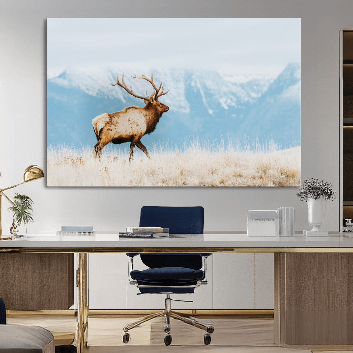 Mountain Elk Wall Art Canvas Print – Framed Rustic Wildlife