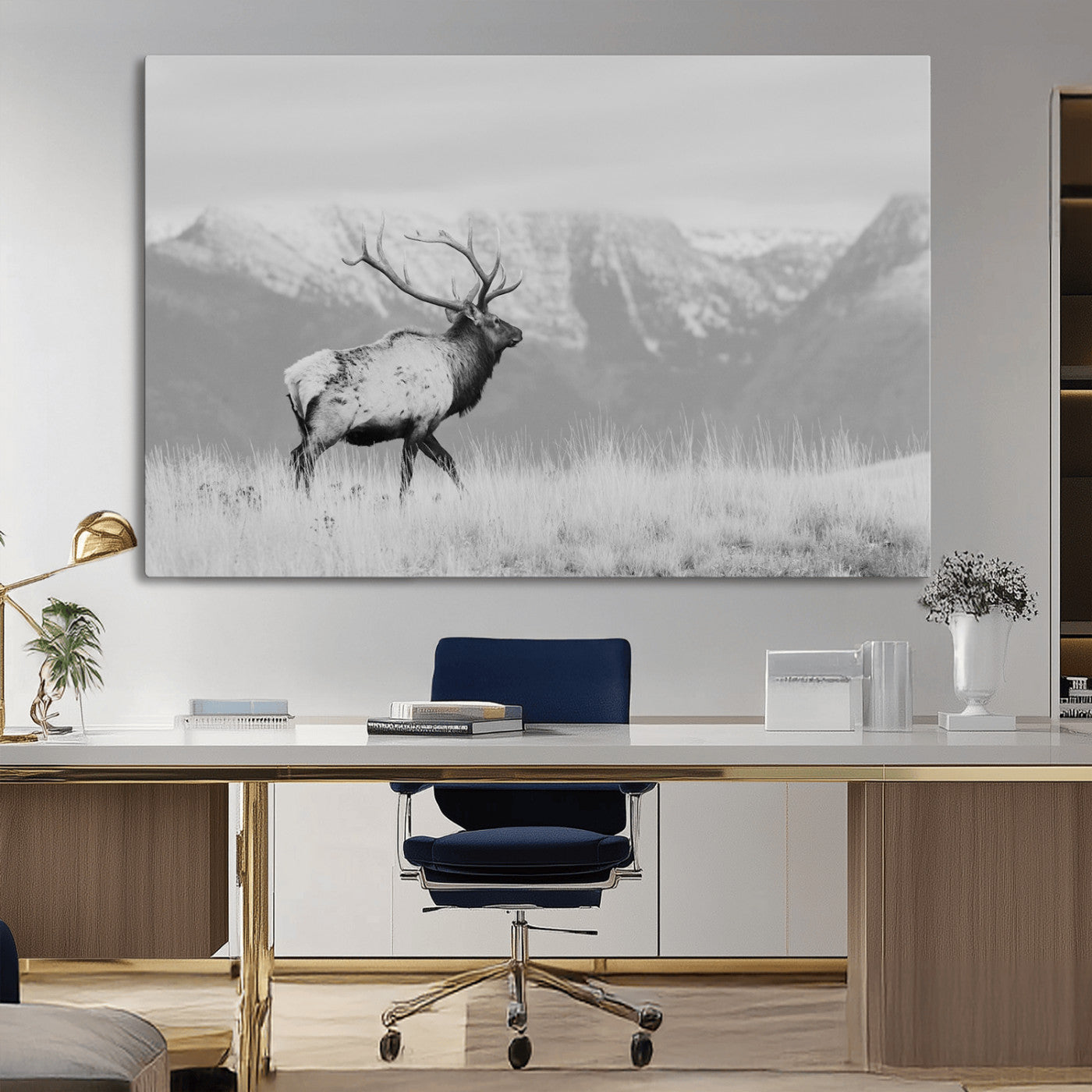 Elk Photography Wall Art Canvas Print, Framed Mountain