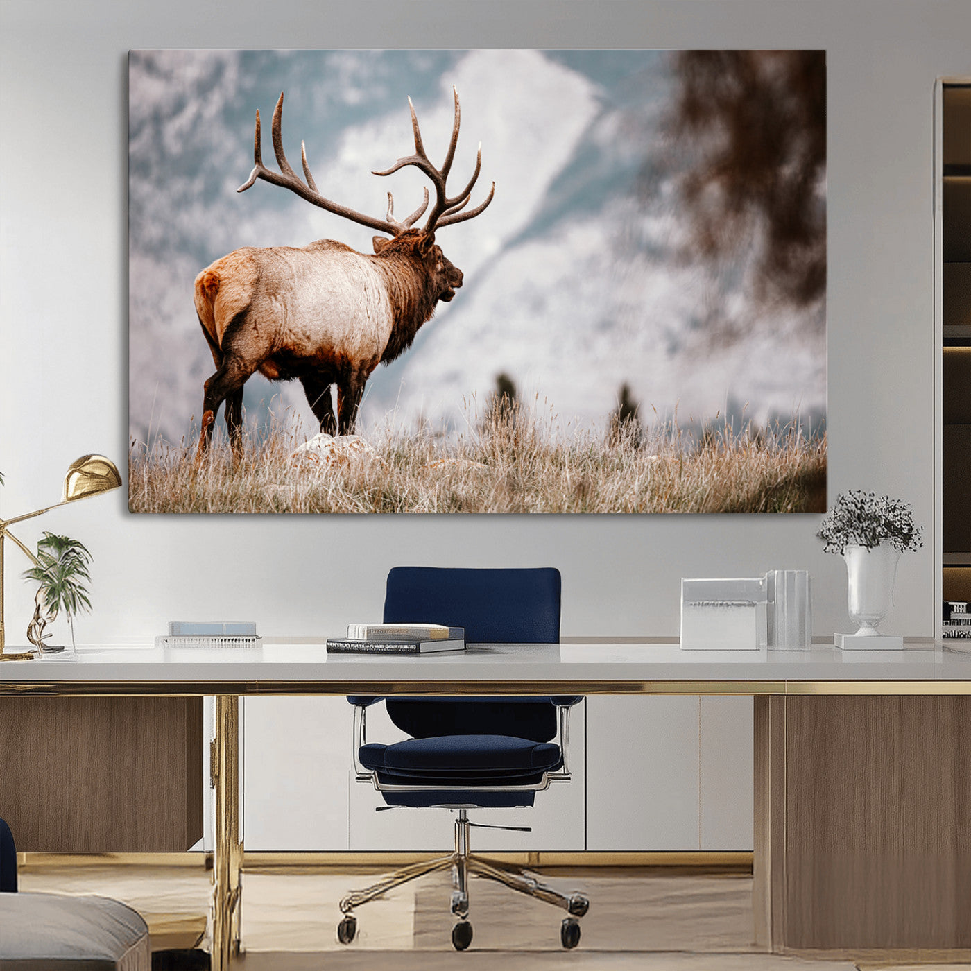 Elk Photography Wall Art Canvas Print – Framed Mountain