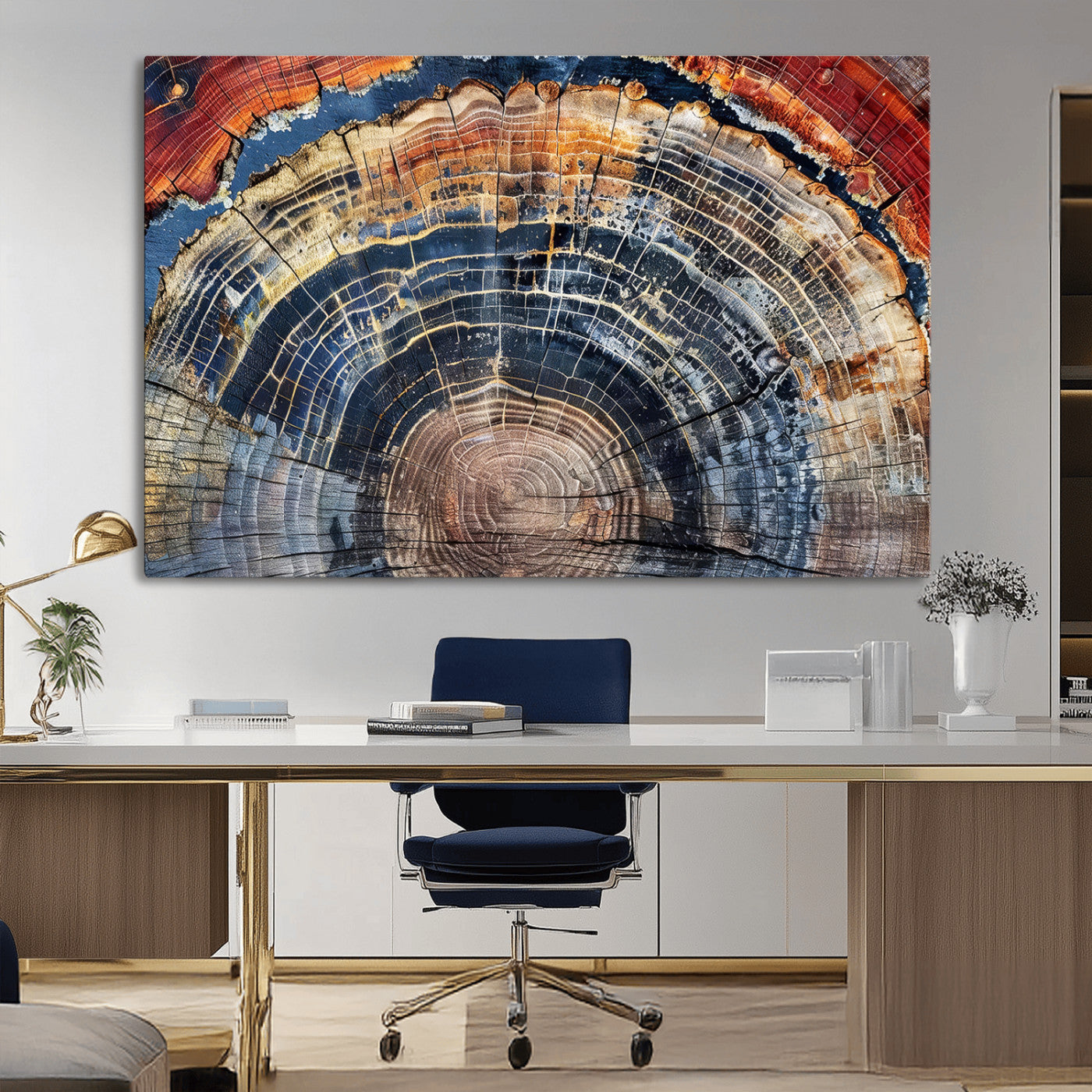 Tree Rings Wall Art Canvas Print – Framed Petrified Wood