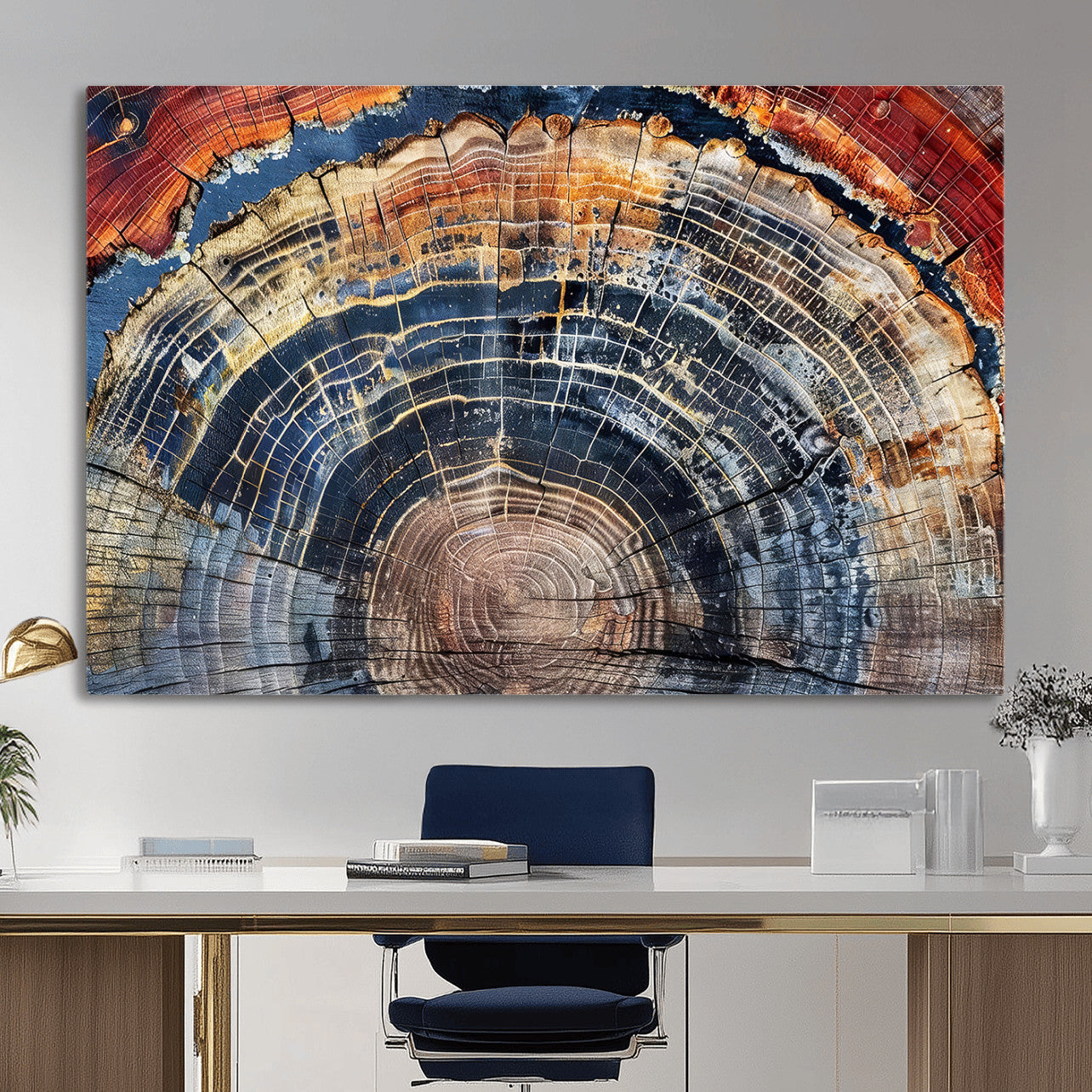 Tree Rings Wall Art Canvas Print – Framed Wood Art Picture