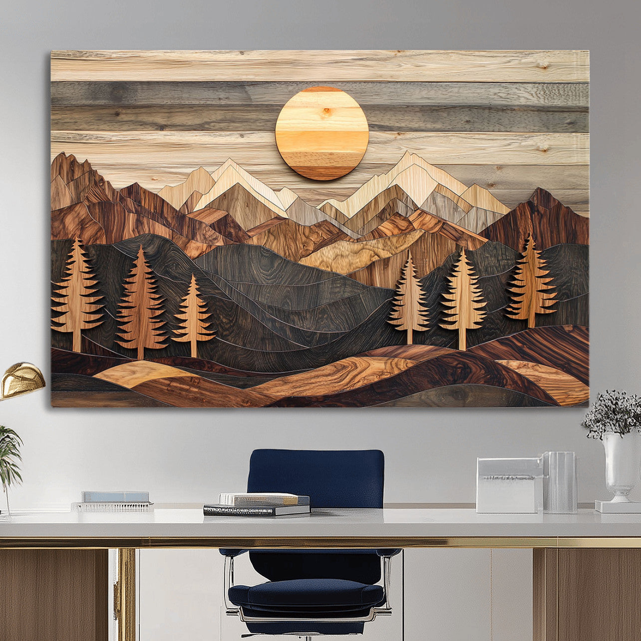 Wood Mountain Wall Art Canvas Print – Layered Forest and