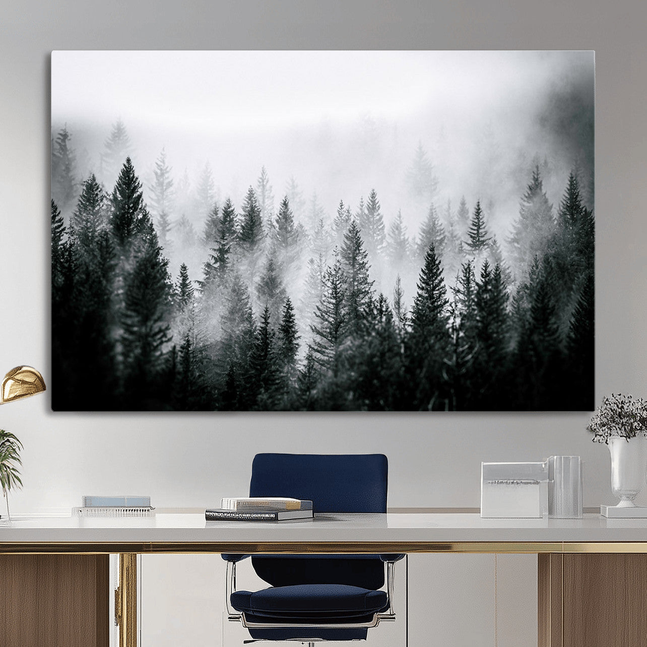 Foggy Forest Wall Art Canvas Print – Mountain Woodland