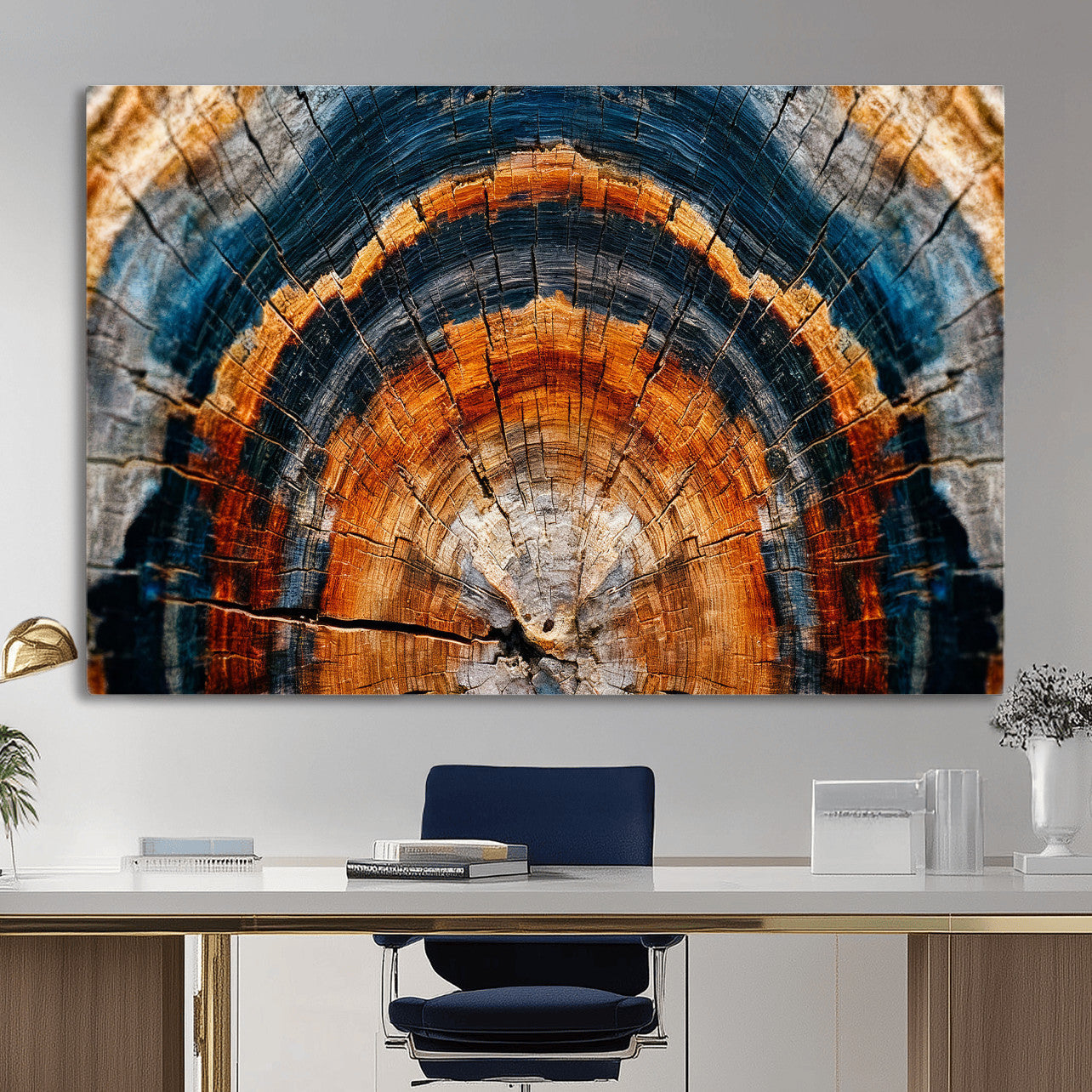 Abstract Wood Grain Canvas Print, Tree Ring Pattern Wall