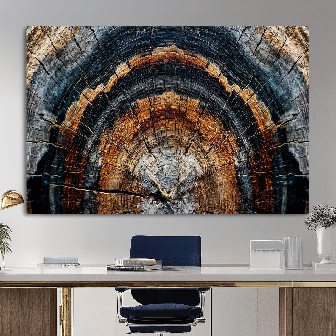 Abstract Wood Grain Canvas Print, Tree Ring Pattern Wall