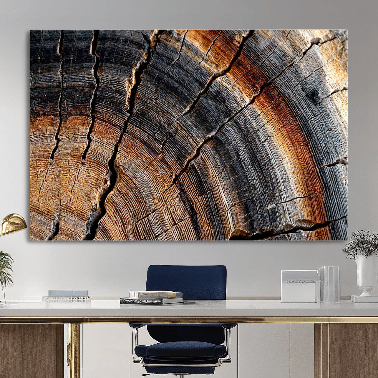 Abstract Tree Ring Wall Art Print – Natural Rustic Wood