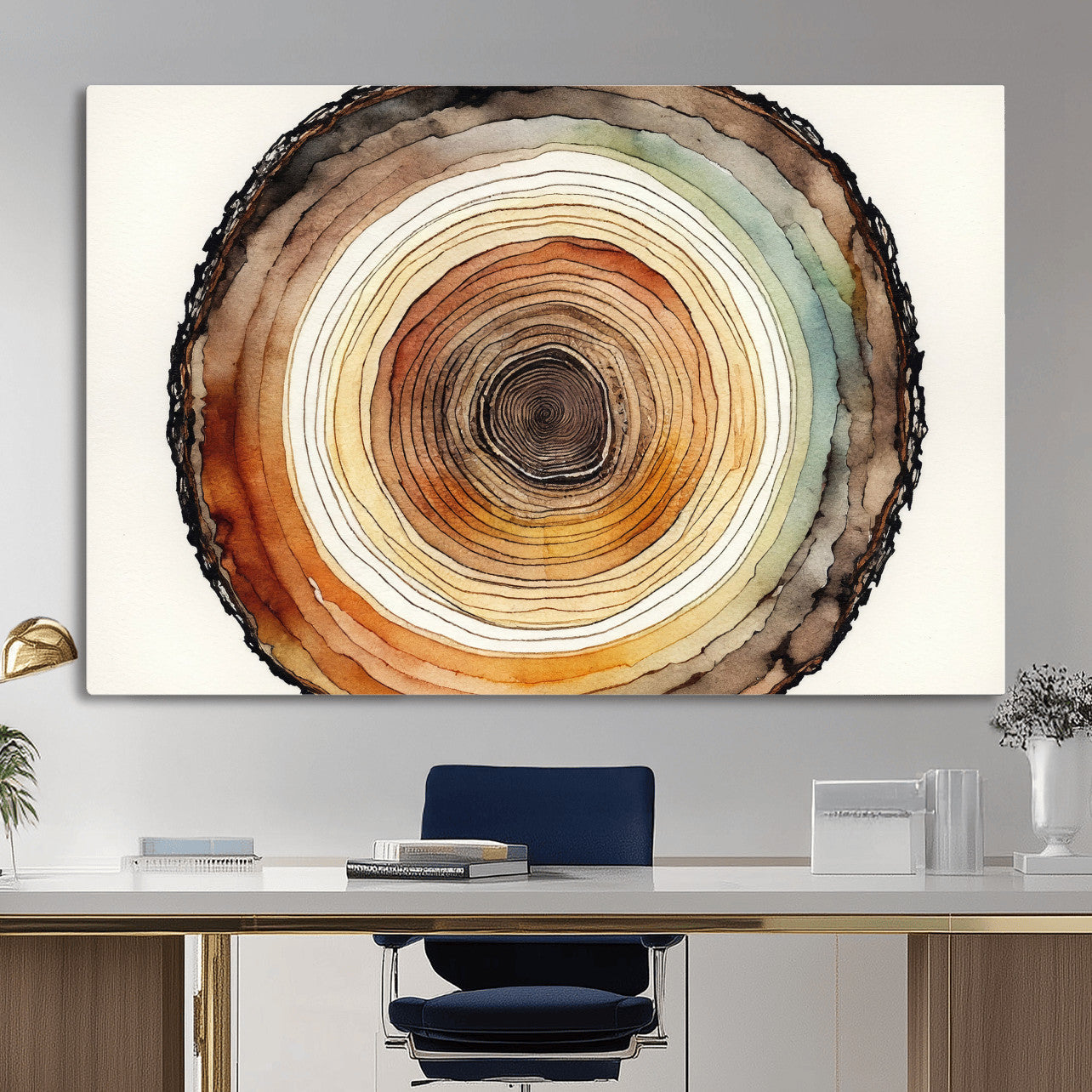 Natural Wood Slice Wall Art Canvas Print, Tree Ring Wall