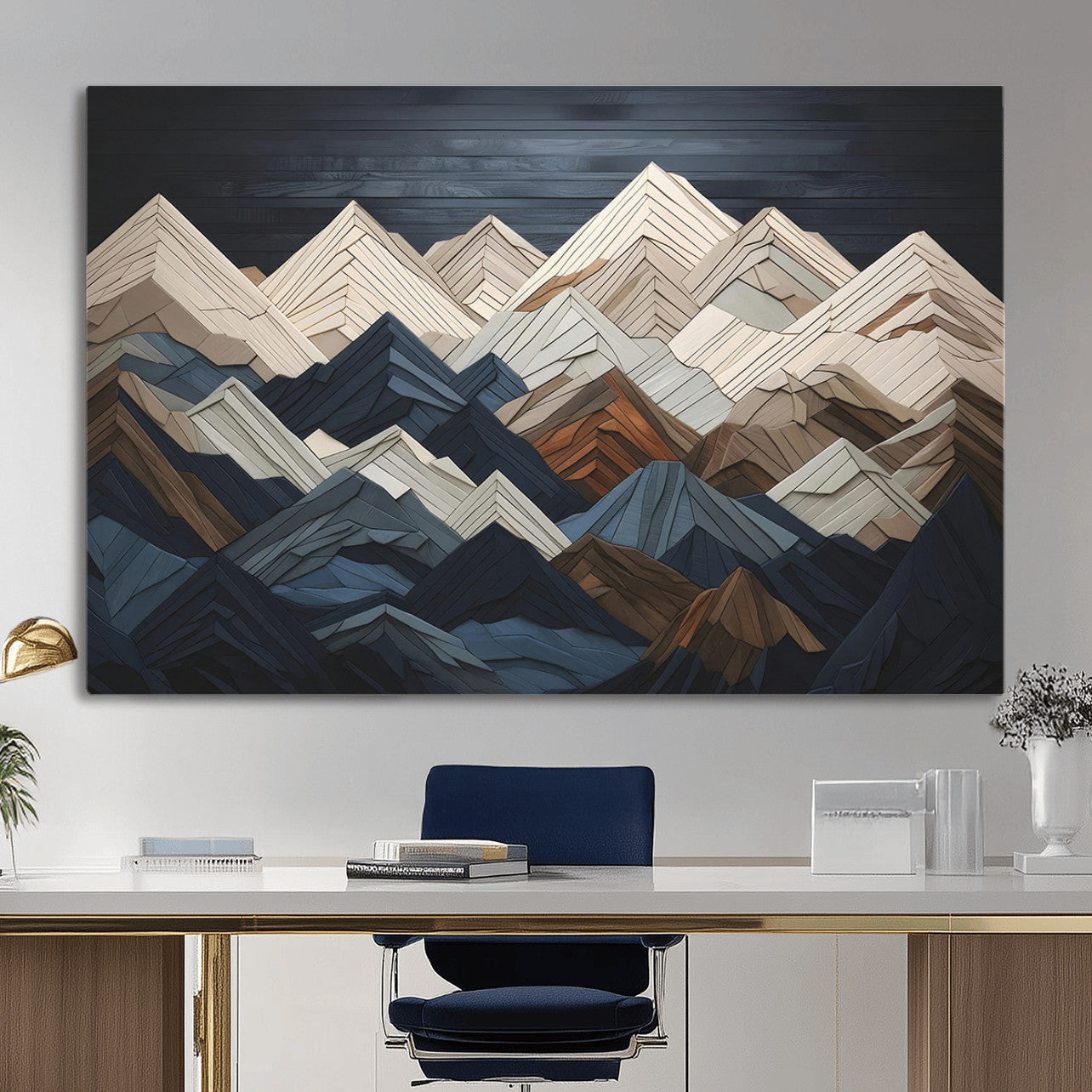 Wood Mountain Wall Art | Mountain Canvas Print Wood Decor |