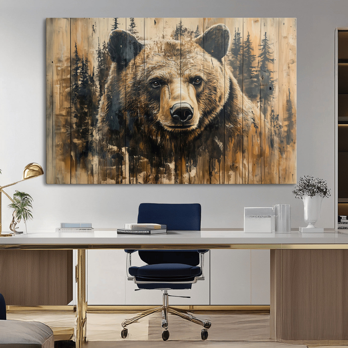 Majestic Grizzly 399 Bear Wall Art | 3-Panel Rustic Canvas