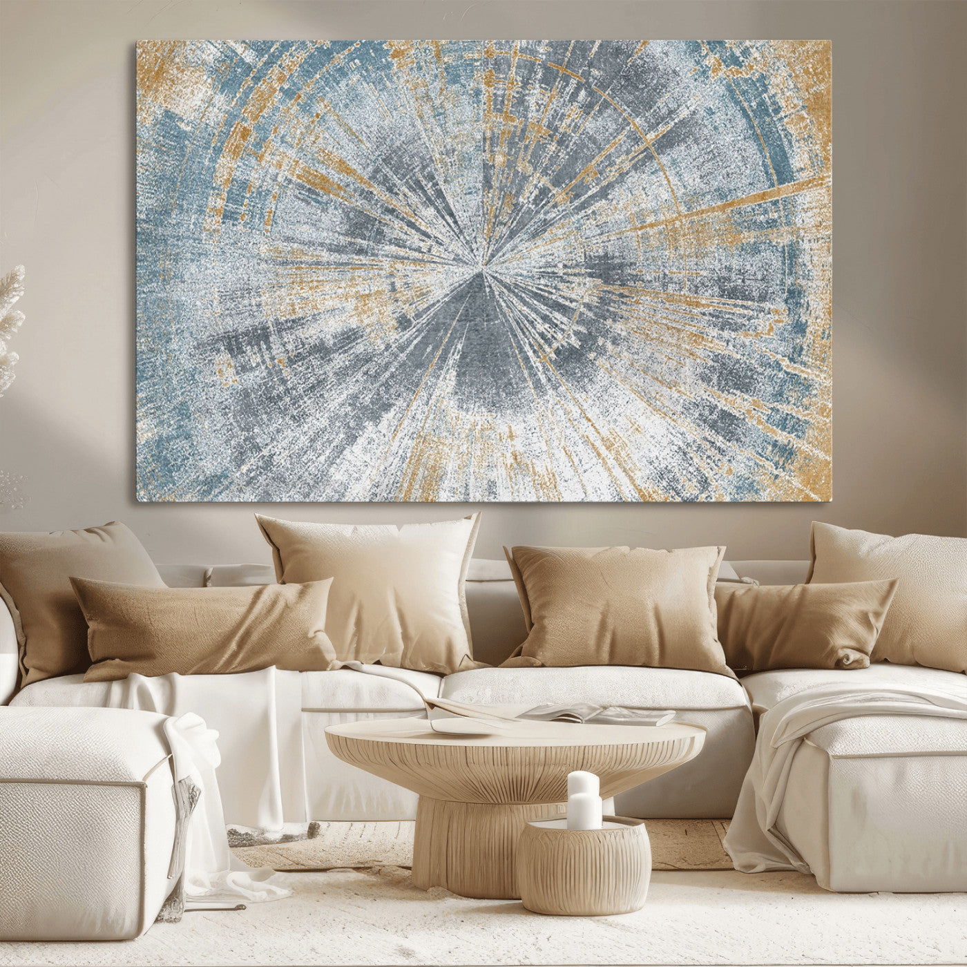 Radiant Abstract Wood Rings Canvas Art – Modern Triptych