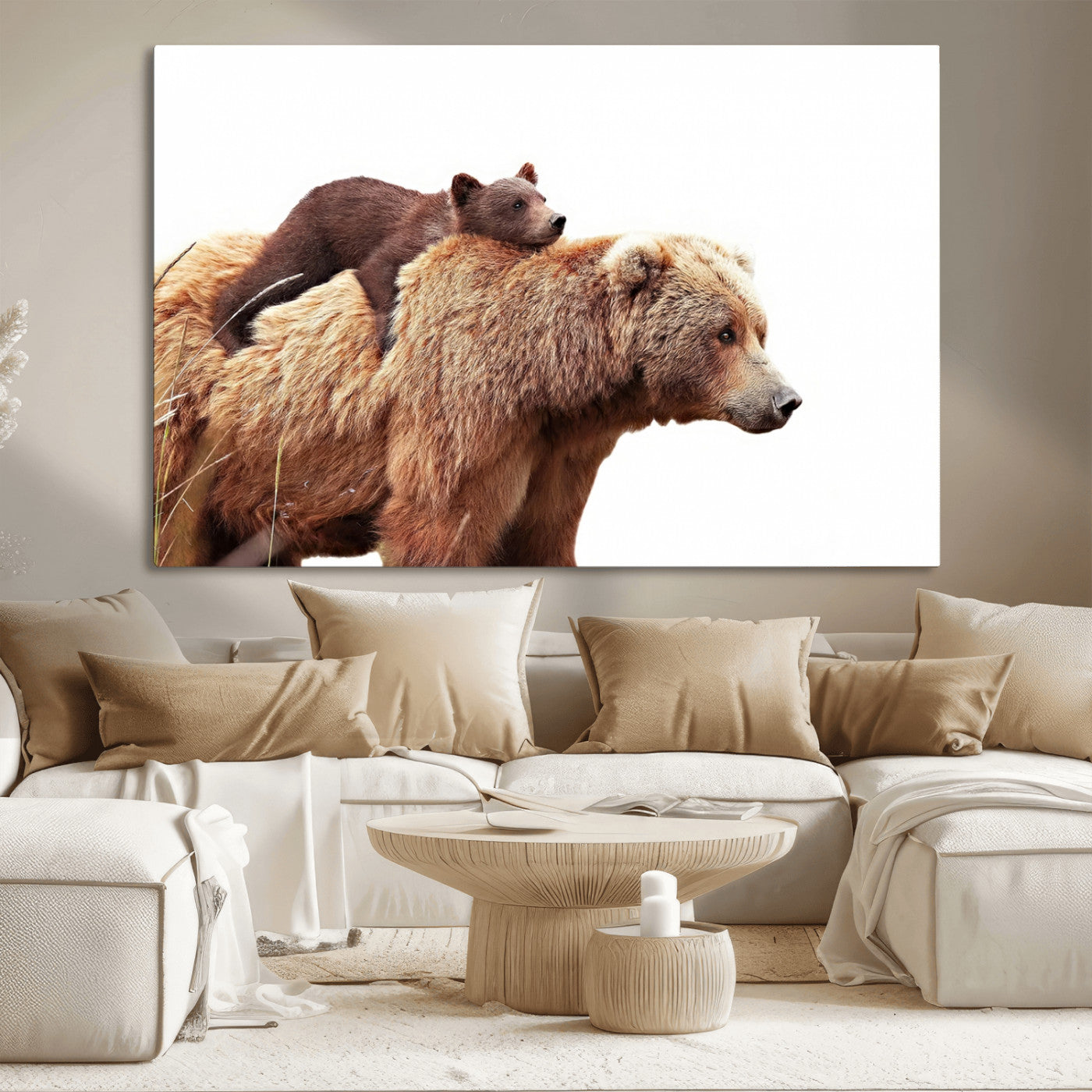 Mother and Baby Bear Canvas Wall Art - Adorable Wildlife