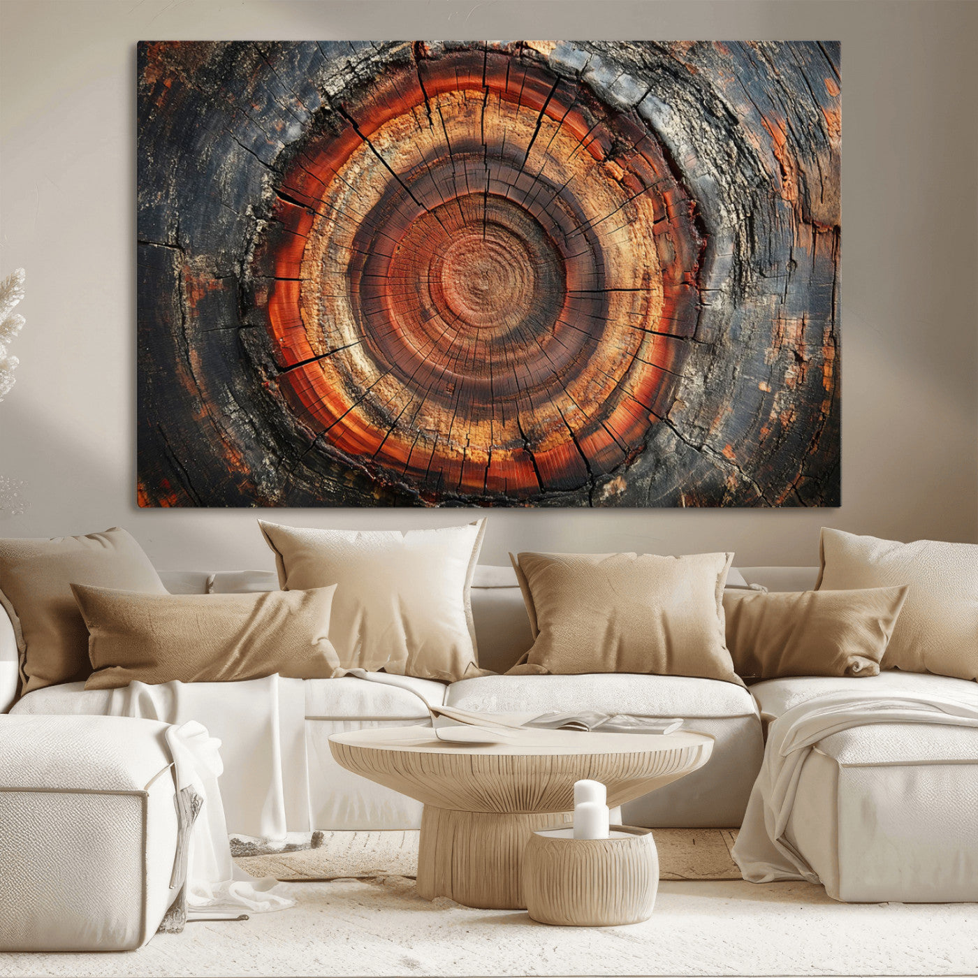 Wood Grain Canvas Wall Art - Framed Abstract Tree Ring