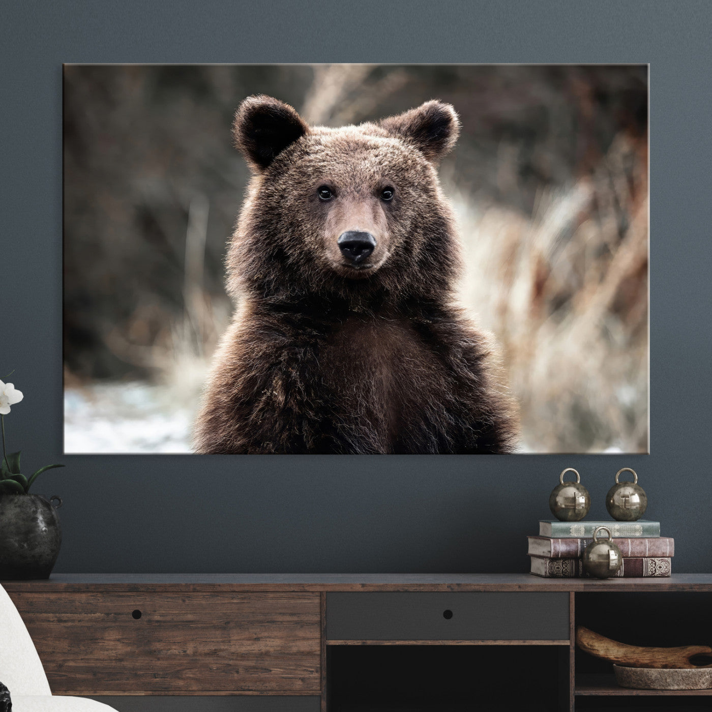 Brown Bear Wall Art Canvas Print – Framed Majestic Woodland