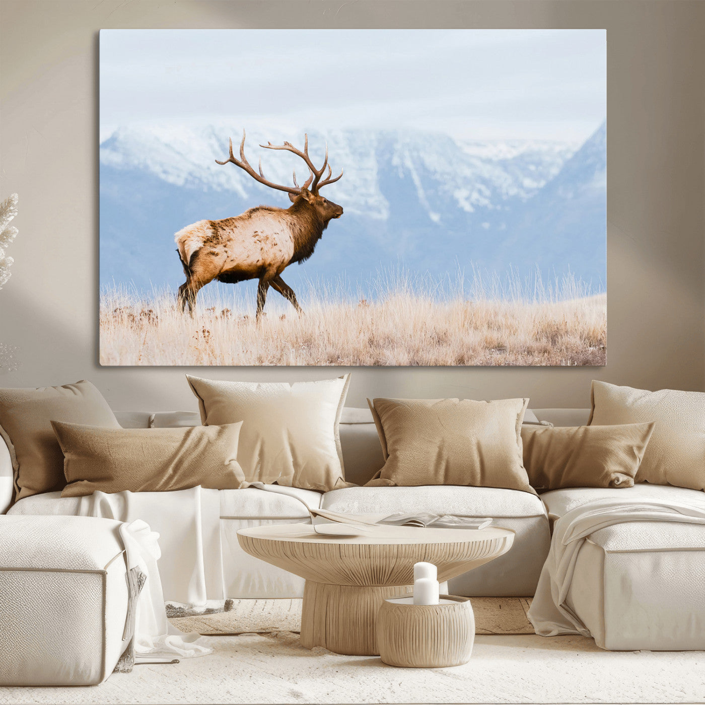 Elk Wall Art Canvas Print – Framed Mountain Wildlife Art