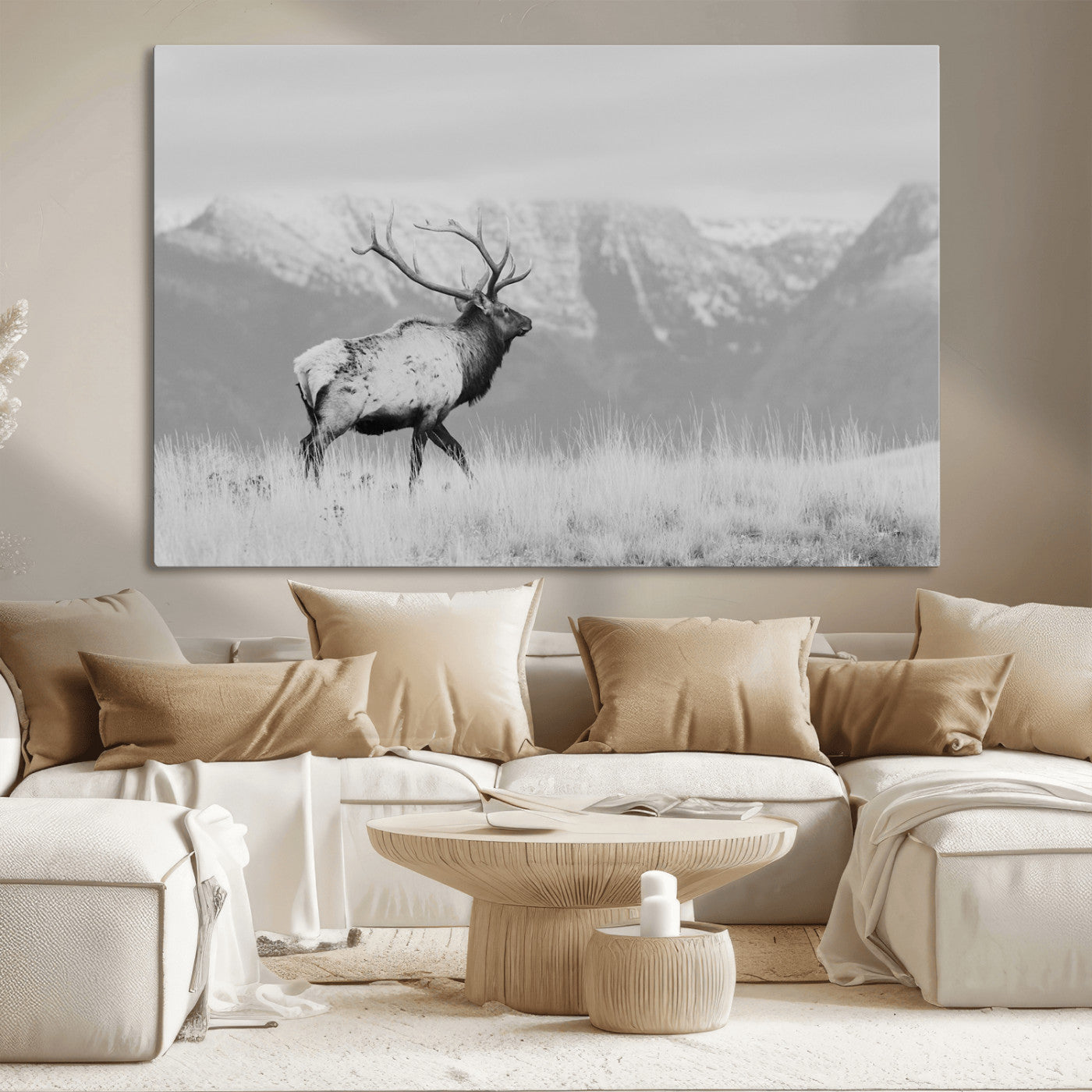 Elk Photography Wall Art Canvas Print, Framed Mountain