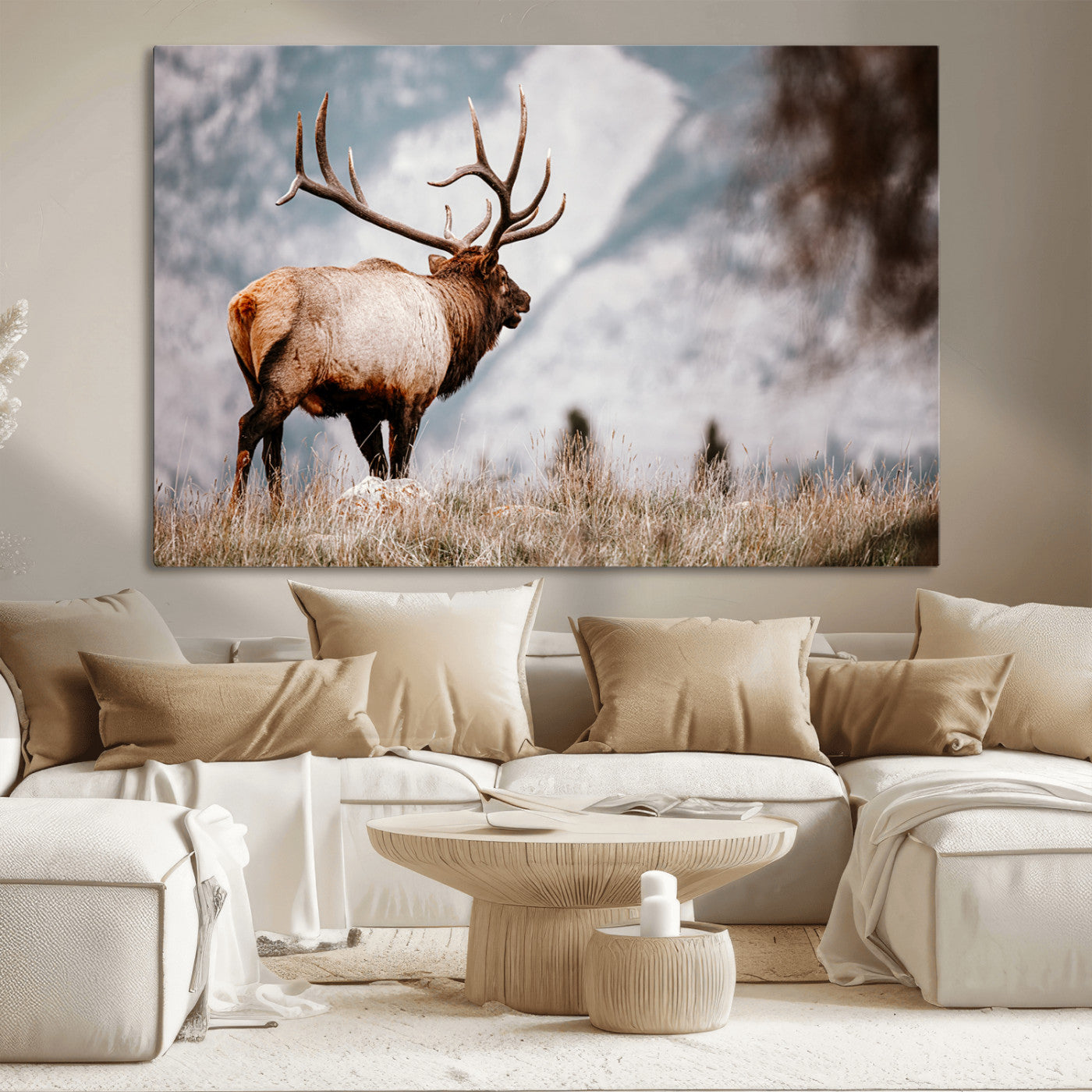 Elk Photography Wall Art Canvas Print – Framed Mountain