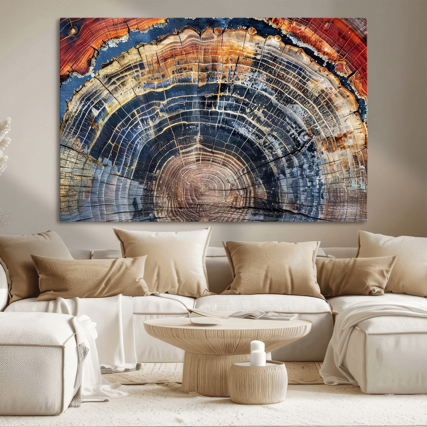 Tree Rings Wall Art Canvas Print – Framed Wood Art Picture