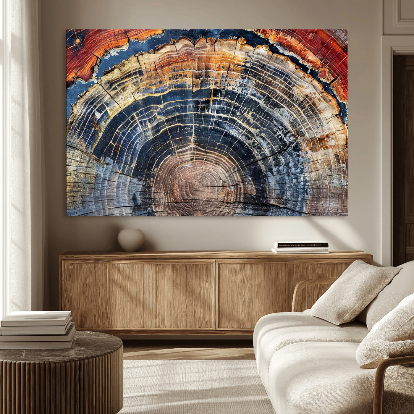 Tree Rings Wall Art Canvas Print – Framed Wood Art Picture