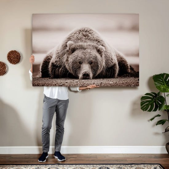 Grizzly Bear Wall Art Print - Bear Canvas Wall Art - Rustic