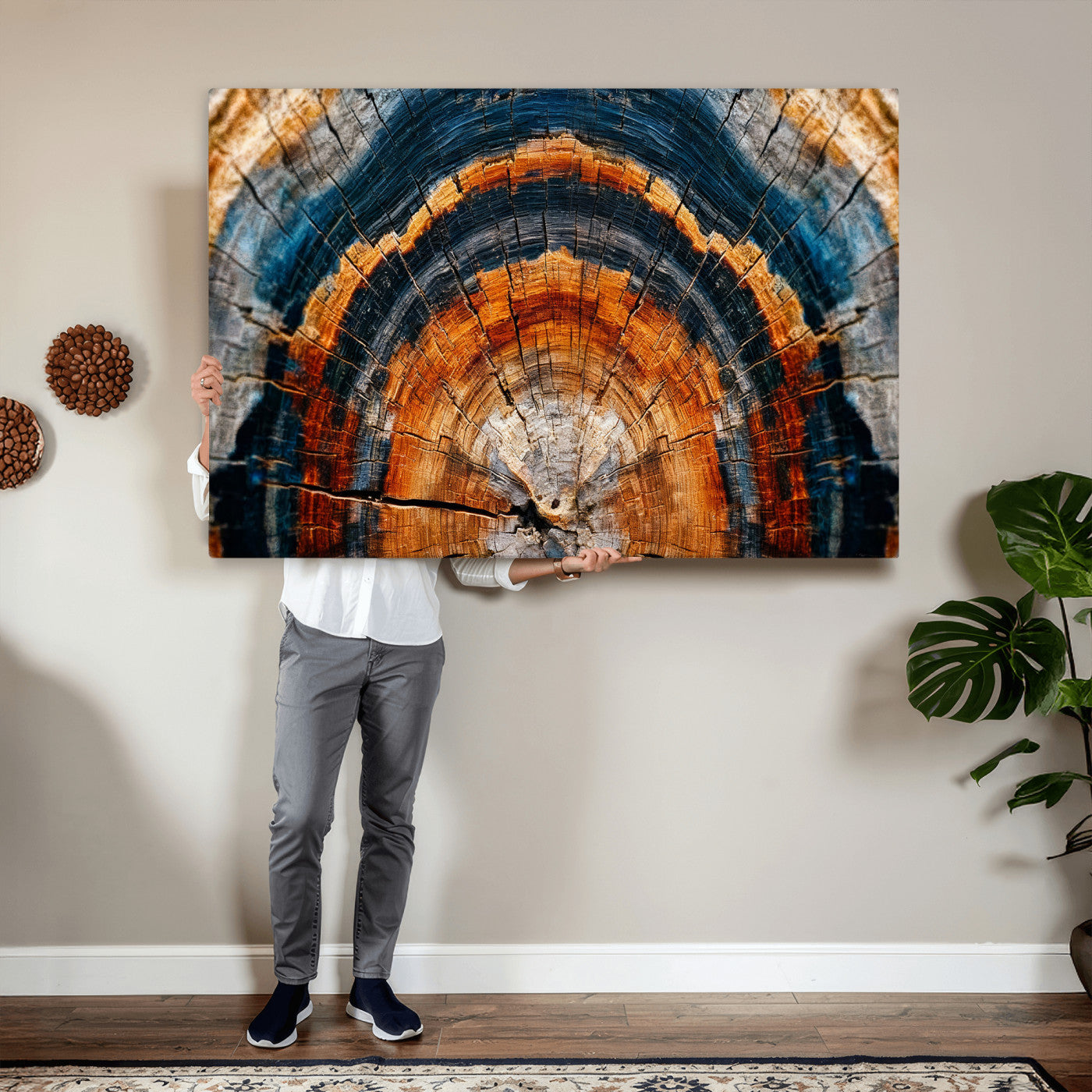 Abstract Wood Grain Canvas Print, Tree Ring Pattern Wall