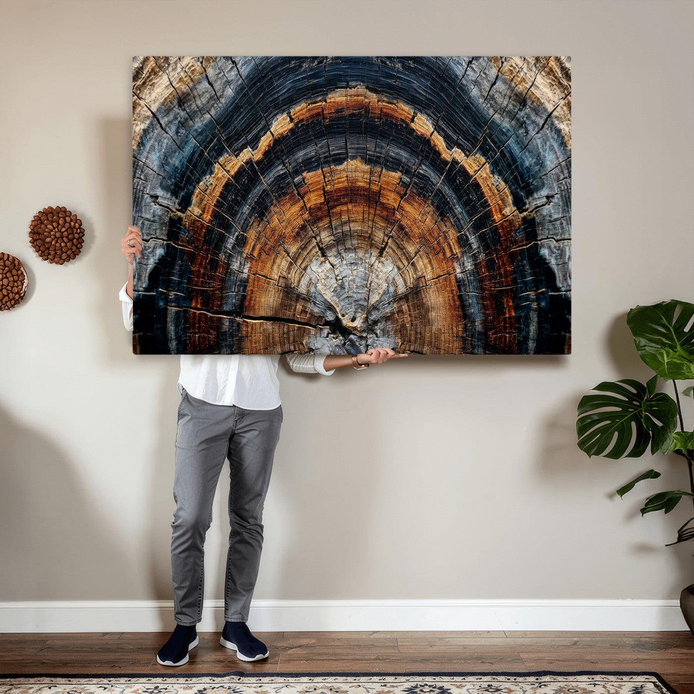 Abstract Wood Grain Canvas Print, Tree Ring Pattern Wall