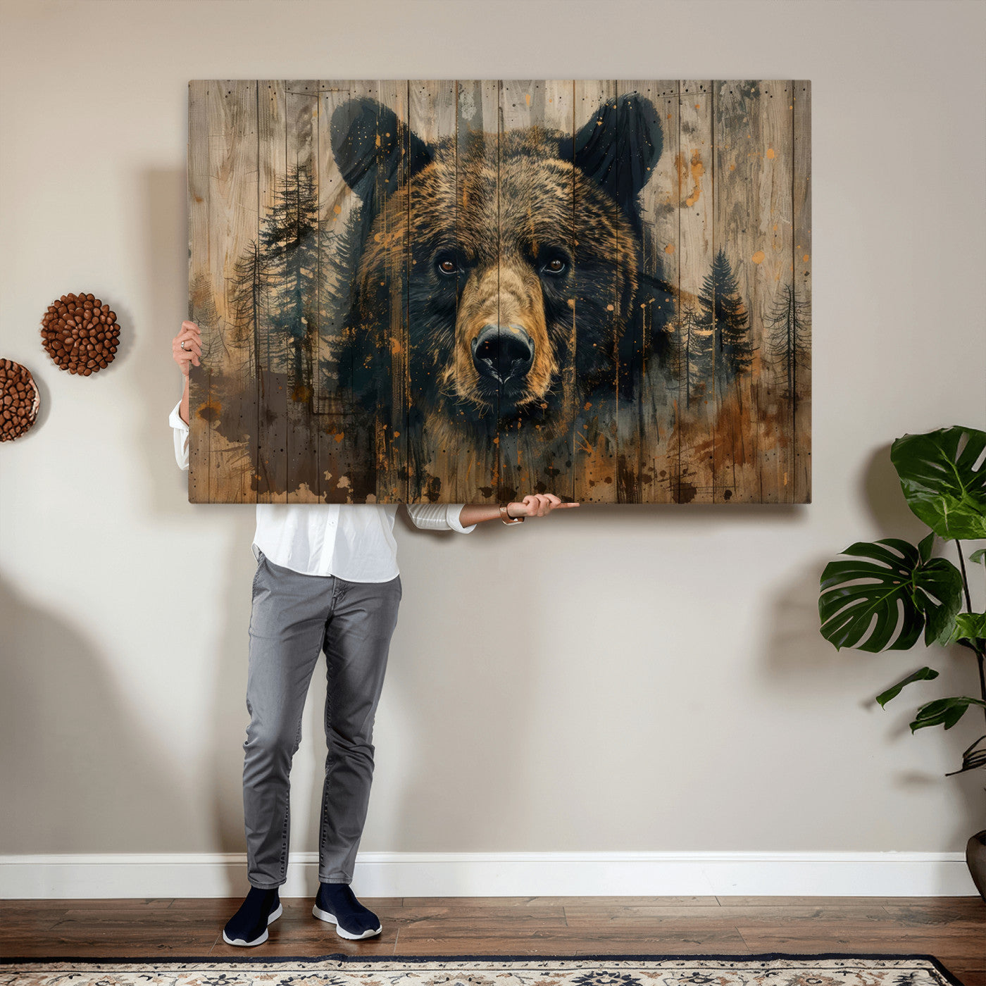 Abstract 399 Bear Wall Art | Rustic Cabin Wall Decor with