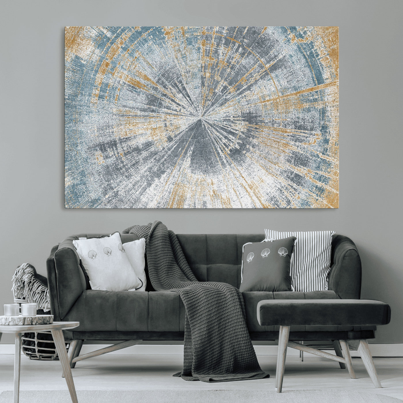 Radiant Abstract Wood Rings Canvas Art – Modern Triptych