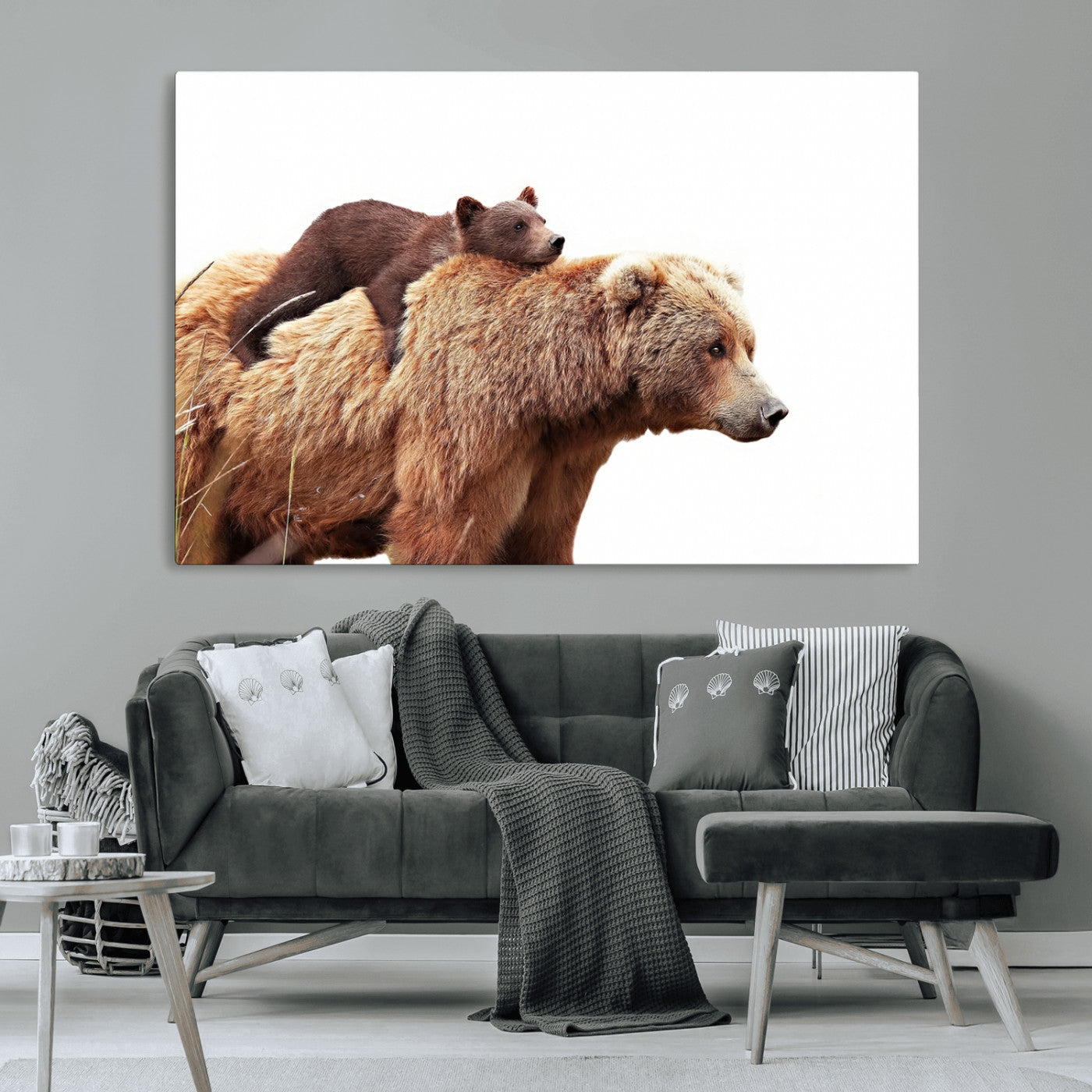 Mother and Baby Bear Canvas Wall Art - Adorable Wildlife