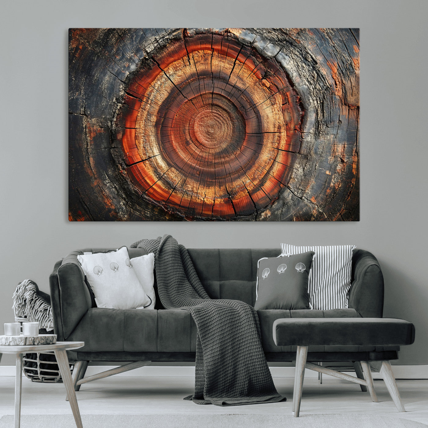 Wood Grain Canvas Wall Art - Framed Abstract Tree Ring