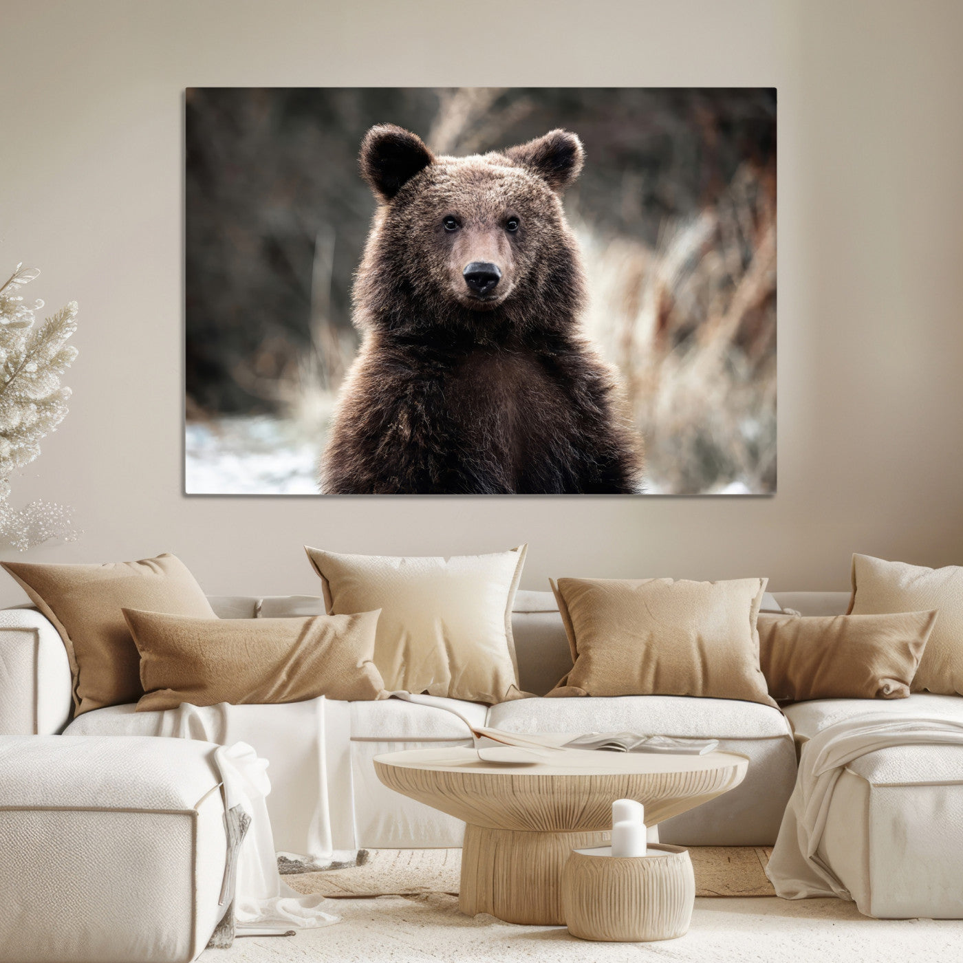 Brown Bear Wall Art Canvas Print – Framed Majestic Woodland
