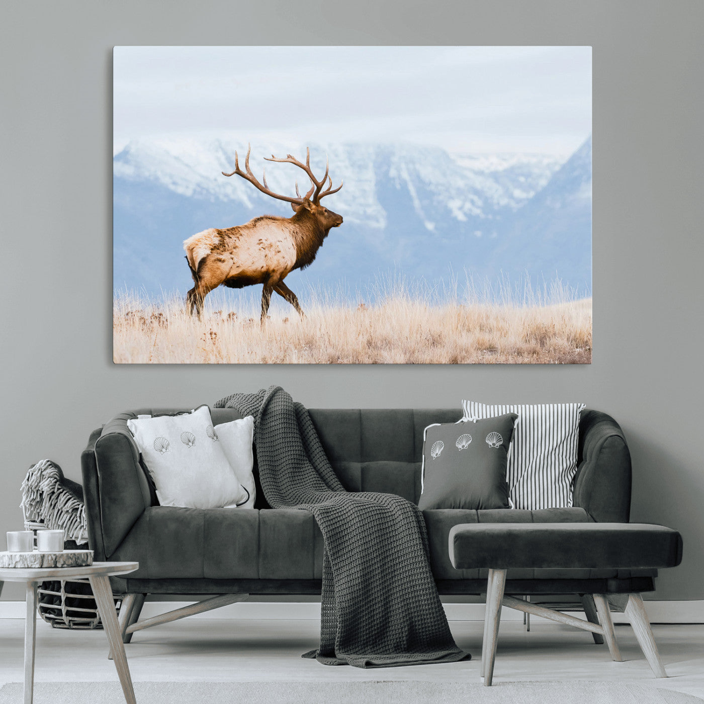 Elk Wall Art Canvas Print – Framed Mountain Wildlife Art