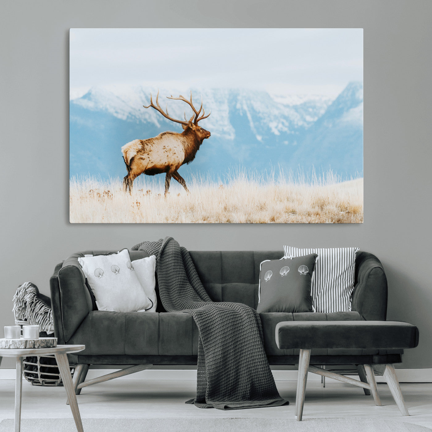 Mountain Elk Wall Art Canvas Print – Framed Rustic Wildlife