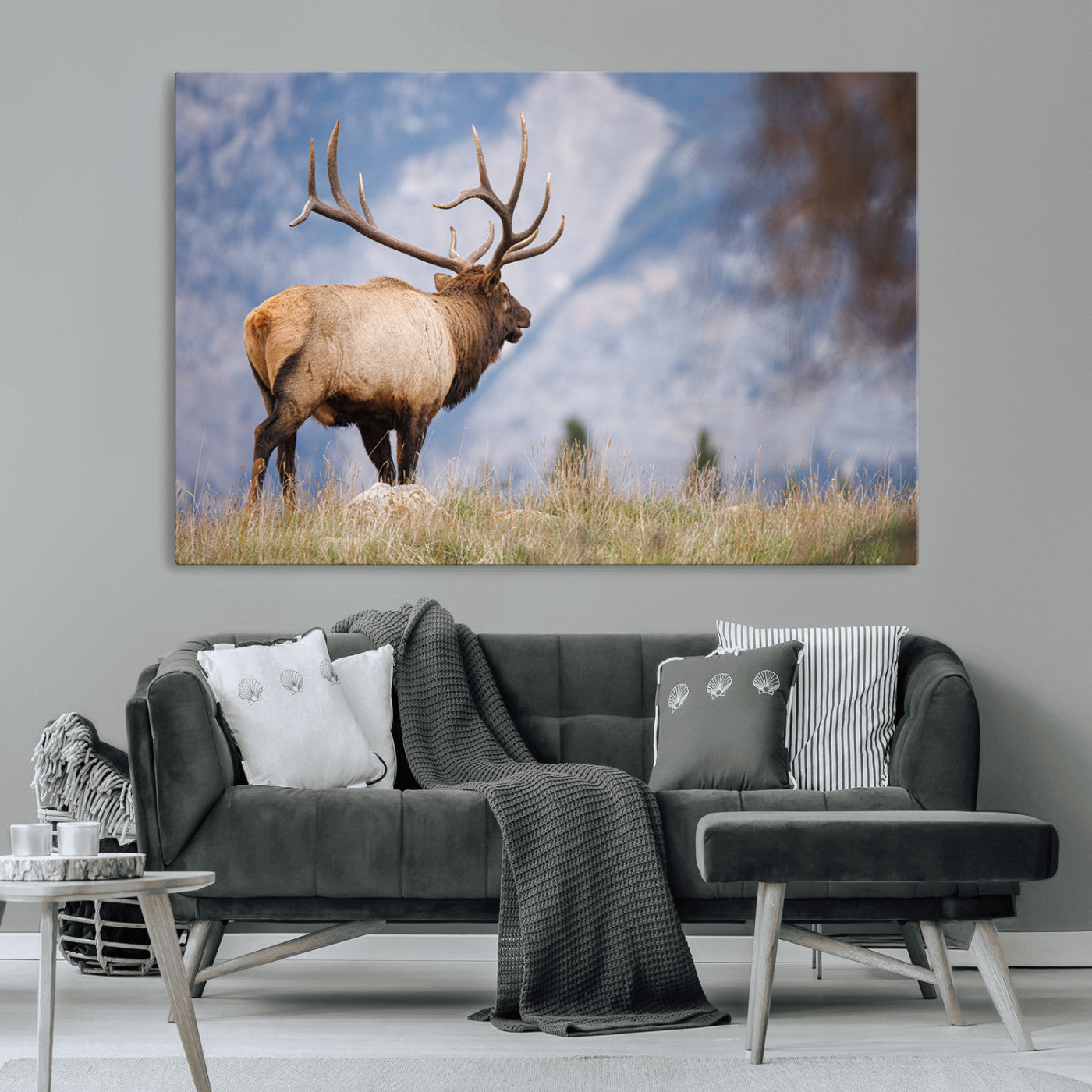 Mountain Elk Wall Art Canvas Print – Framed Rustic Wildlife